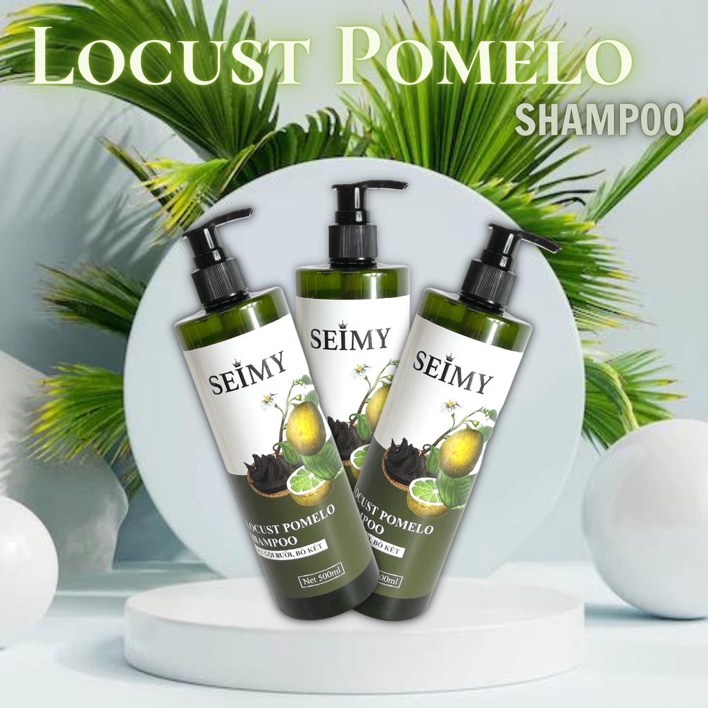 Bộ dầu gội xả bồ kết, bưởi hữu cơ SEIMY - Locust Pomelo Shampoo