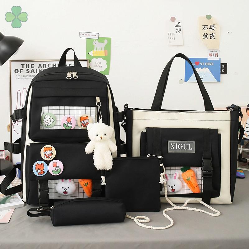 Bộ Ba Lô Túi Ví In Hình Hoạt Hình Dễ Thương Cho Nữ