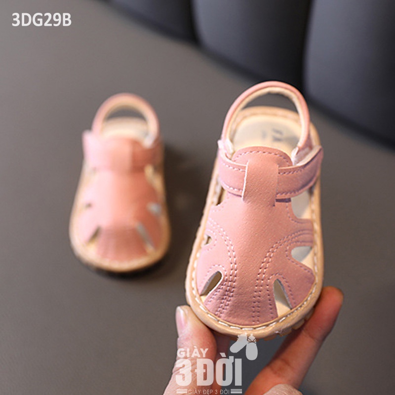 Sandal Giày Tập Đi Rọ Bé Trai Bé Gái Đế Êm Quai Mềm 3DG29 GIAY3DOI Lòng Dép 11.5-13.5 cm