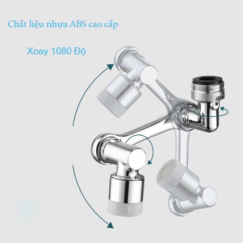 Đầu Nối Vòi Nước, Vòi lavabo xoay 1080 thông minh với 2 chế độ nước tạo bọt chống bắn bằng nhựa ABS