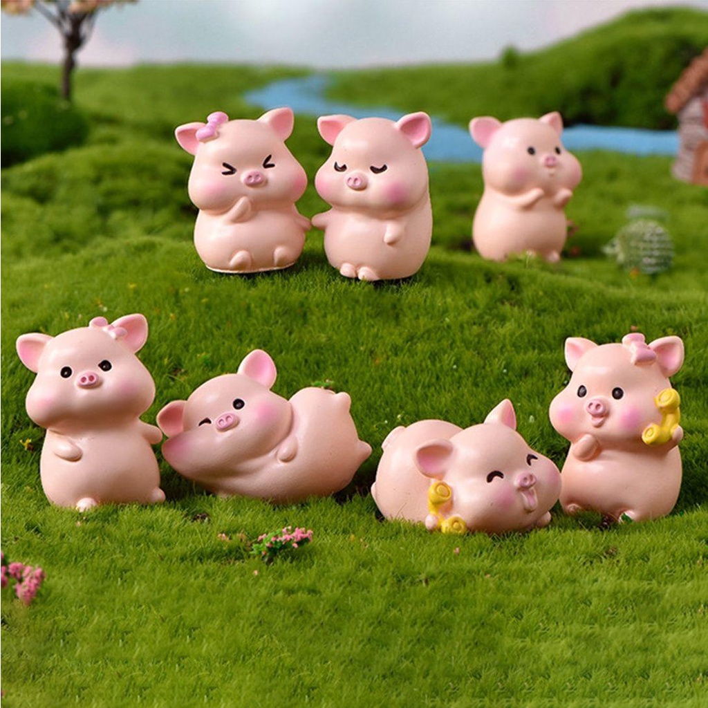 Mô Hình Chú Heo Hồng Mini Bằng Resin Dễ Thương Dùng Trang Trí Bánh Kem DIY