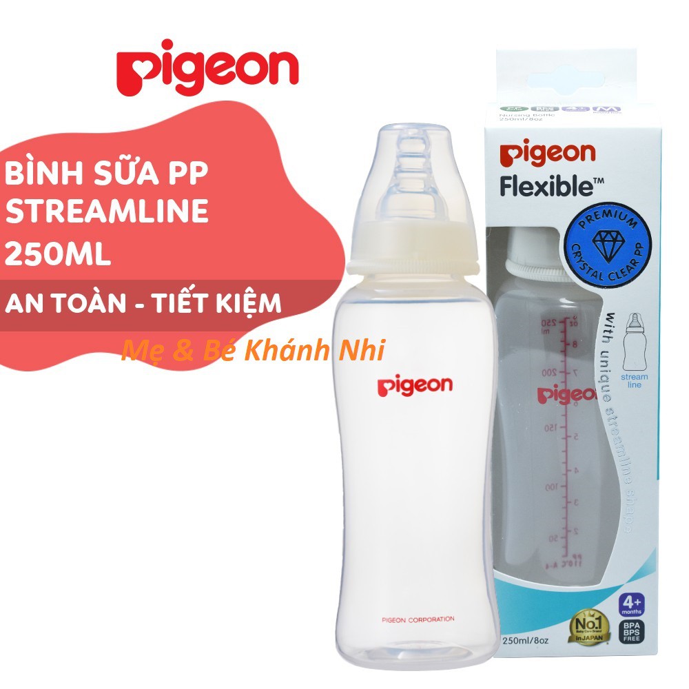 [Mã 267FMCGSALE giảm 8% đơn 500K] Bình sữa Pigeon Streamline 250ML - Bình Sữa Pigeon Cho Bé