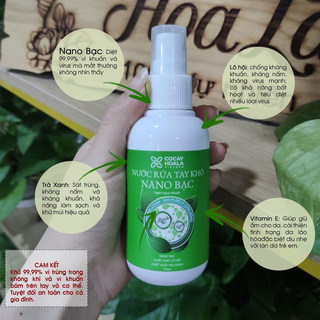 Nước Rửa Tay Khô Nano Bạc Sát Khuẩn Vượt Trội Cocayhoala 100ml | BigBuy360 - bigbuy360.vn