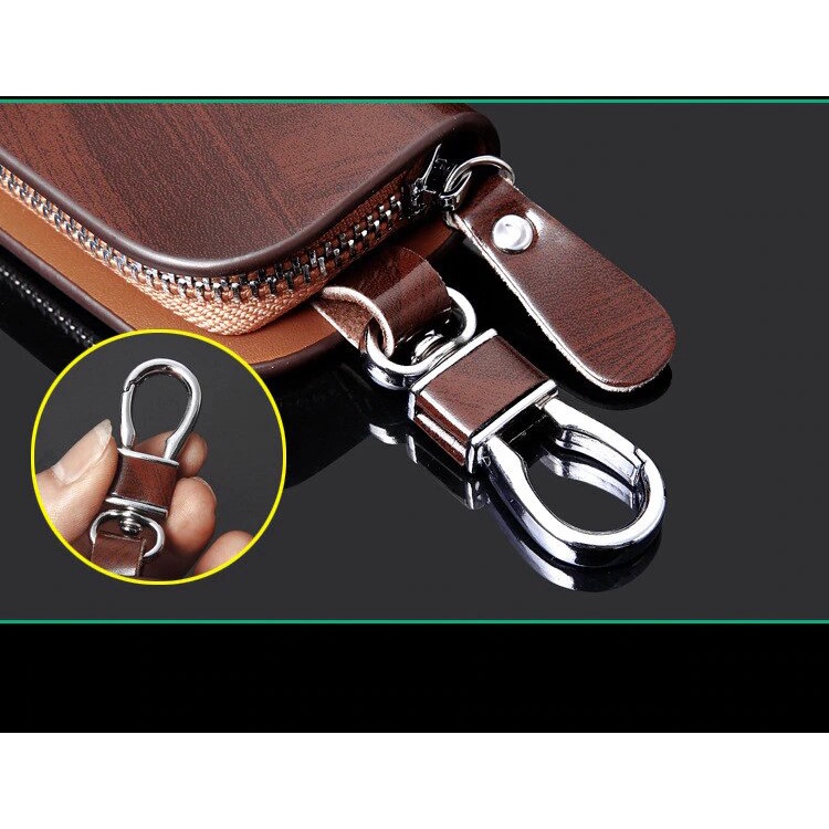 Vỏ Đựng Chìa Khóa Xe Bằng Da Có Móc Treo Tiện Lợi, Túi Đựng Đồ Mini