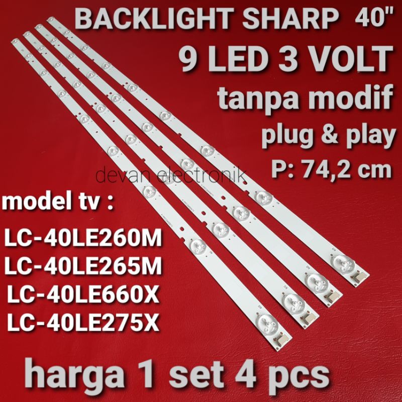 Bộ Điều Khiển Tv Sharp Lc 40le265m 40le660x 40le275x Lc40le265m Lc40le660x Backlight 9k 3volt