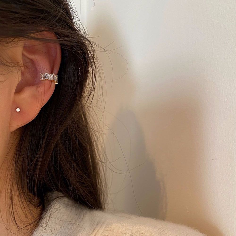 Khuyên Kẹp Vành Tai Đính Đá Zircon / Ngọc Trai Thời Trang Thanh Lịch