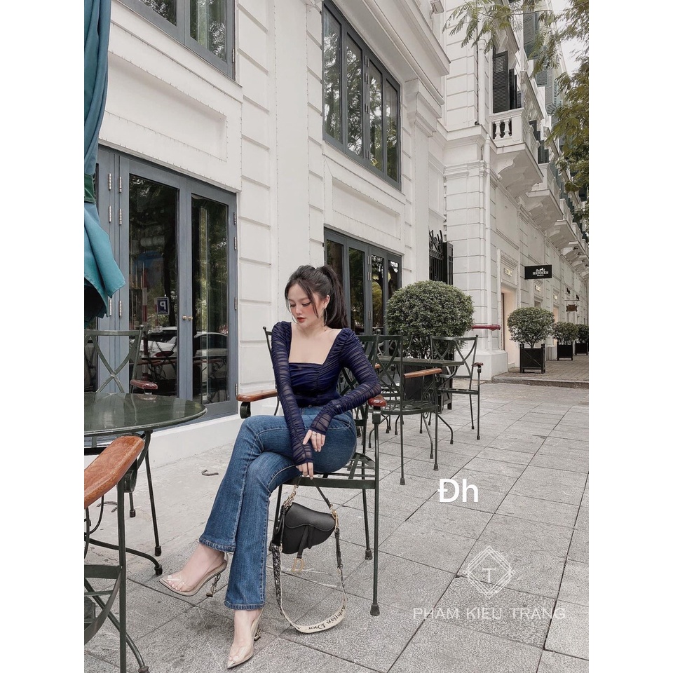 Quần jeans loe cạp cao tôn dáng - Hàng có sẵn - Xưởng may Lộc Vân - V15