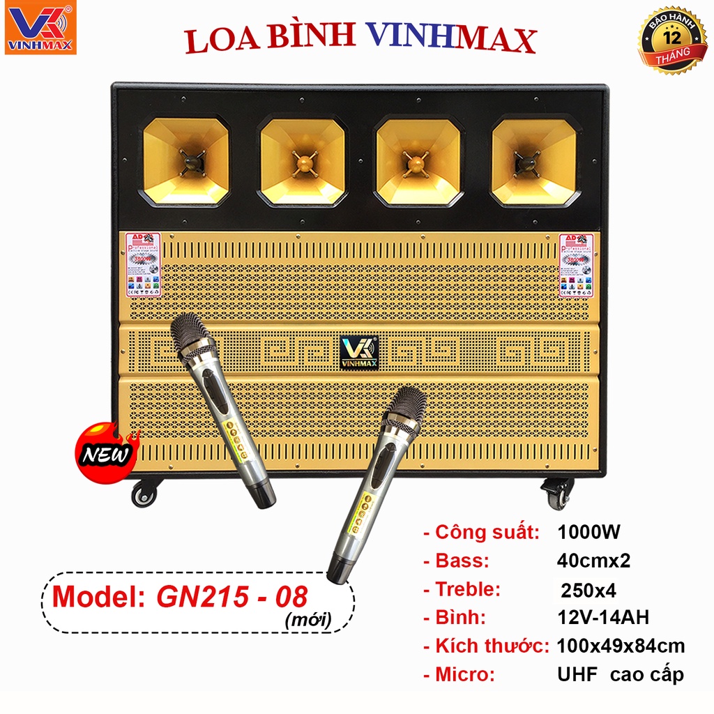 Loa kéo khủng 4 tấc đôi, 4 treble, công suất cực đại. Bảo hành 12 tháng