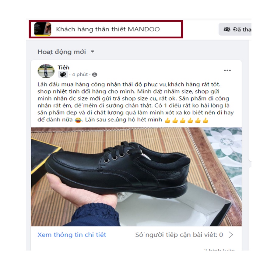 Giày Da Nam Công Sở Tăng Chiều Cao Mandoo Da Bò Thật Cao Cấp NB6 Màu Đen - Nâu