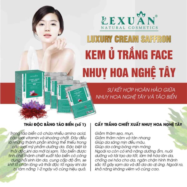 Ủ Trắng Nhụy Hoa Nghệ Tây Lê Xuân Lê Xuân Cosmetic - Trắng mịn da, se nhỏ lỗ chân lông, mờ nám và tàn nhang sạch bã nhờn | BigBuy360 - bigbuy360.vn