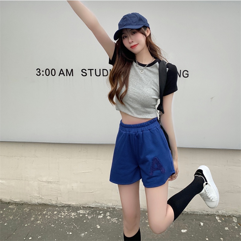 SUXI Quần ngắn ống rộng Màu Sắc Đơn Giản Phong Cách Thể Thao Thời Trang Mùa Hè Cho Nữ