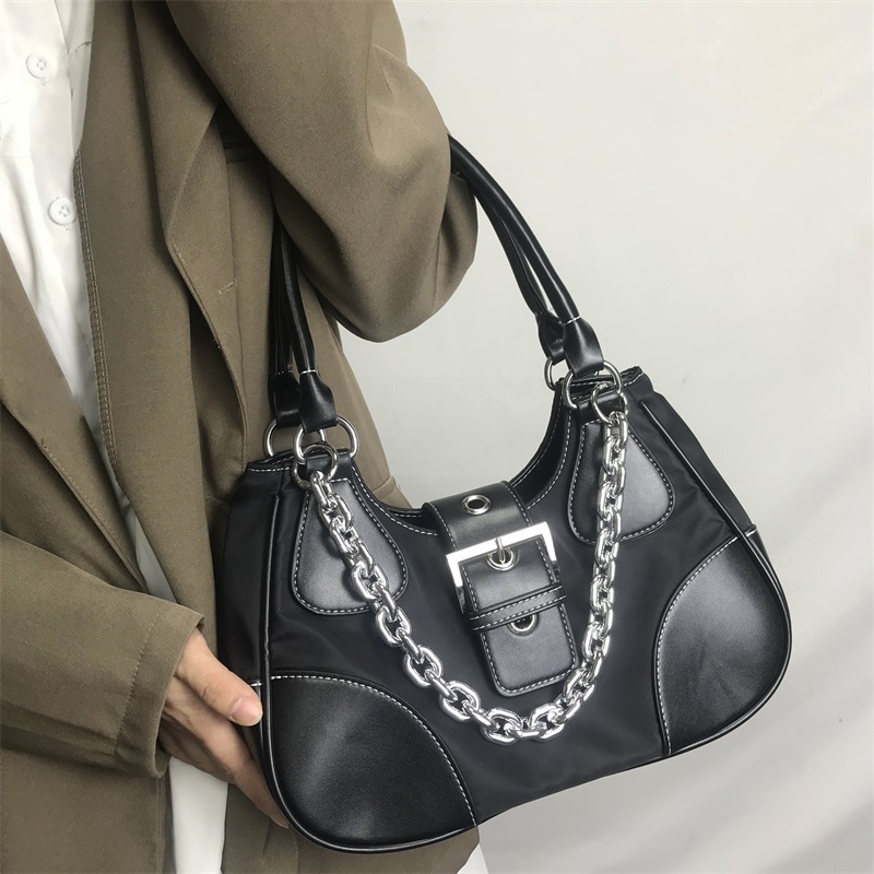 Túi Đeo Vai Phối Dây Xích Kim Loại Kiểu retro Thời Trang Cho Bạn Gái
