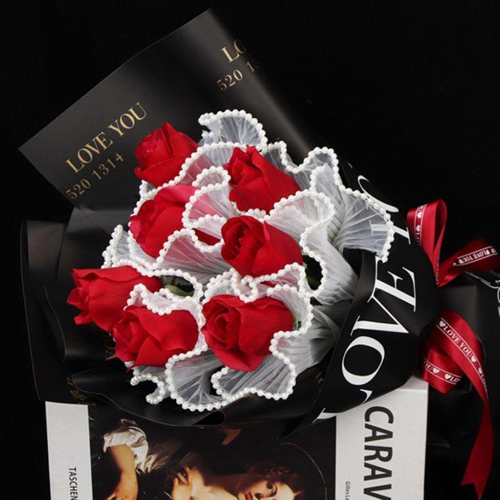 Bó Hoa Xếp Li Chất Liệu Mềm Mại Dùng Làm Quà Tặng Valentine DIY|Phụ Kiện Trang Trí Đám Cưới Xinh Xắn Chất Lượng