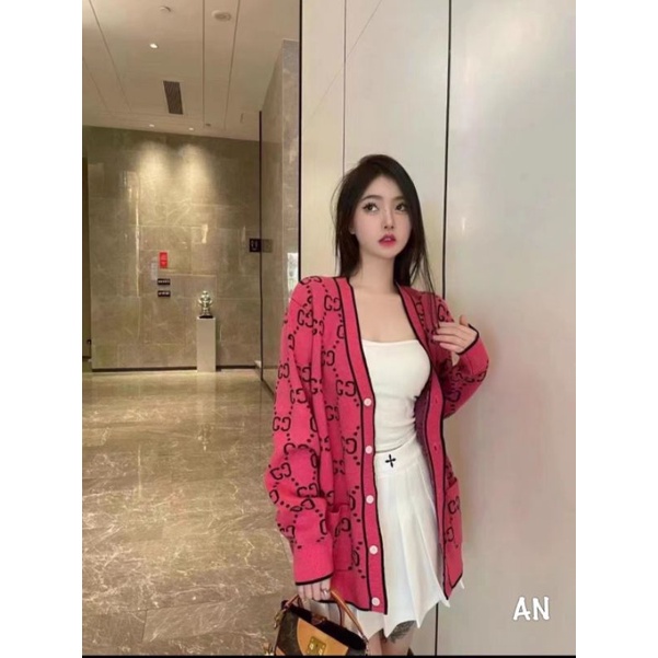 Áo len cardigan gc hồng siêu đẹp hàng QC