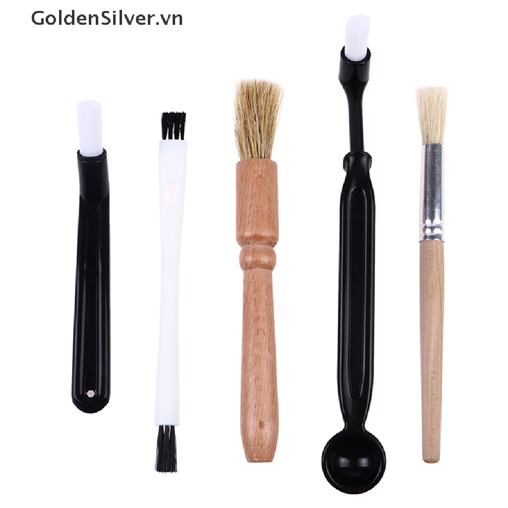 Set 3 / 5 Chổi Vệ Sinh Máy Xay Cà Phê Tay Cầm Bằng Gỗ Lông Mềm