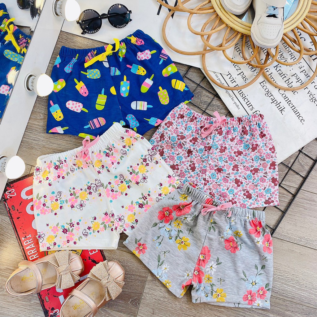 Quần Đùi Short Hoạ Tiết Chất Cotton Cho Bé Gái Phom Đẹp,Mềm Mịn Mát