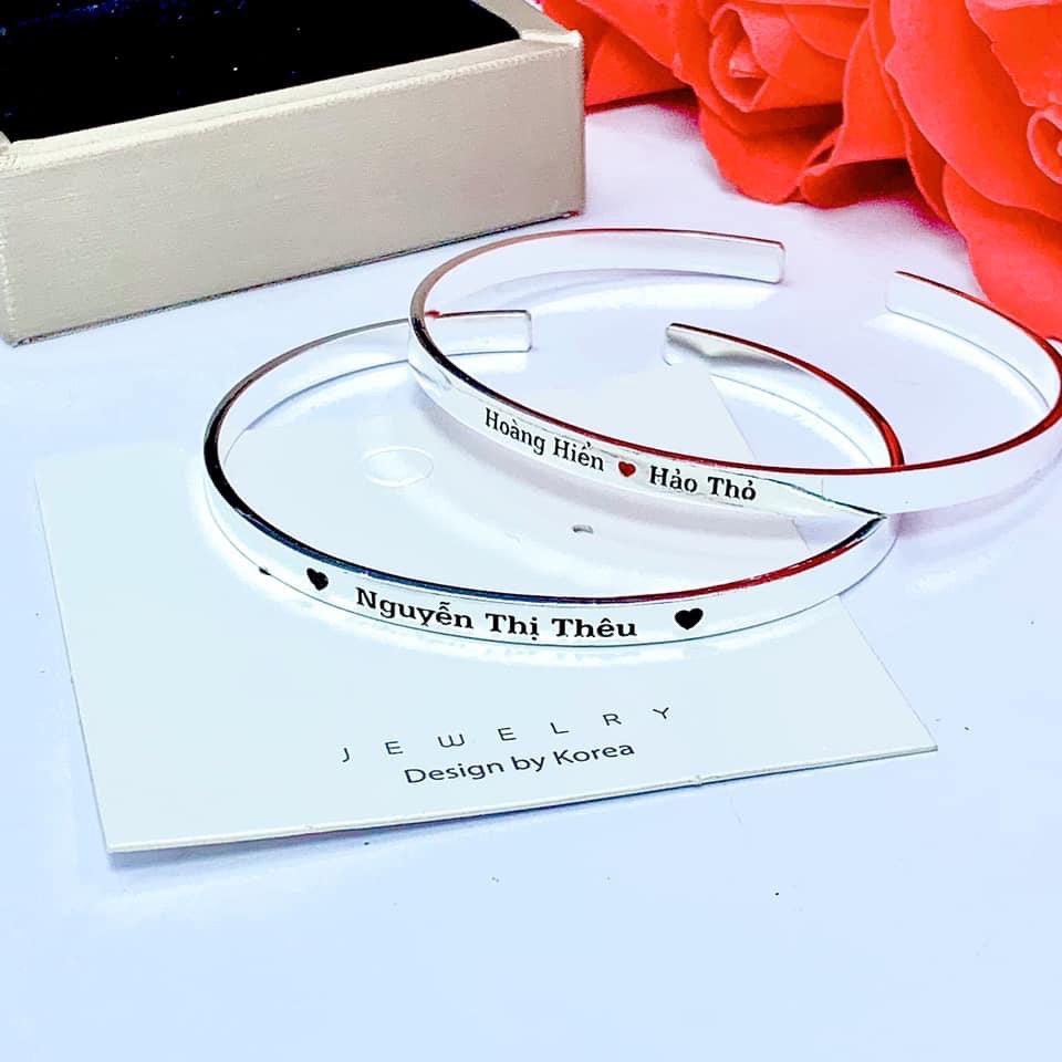 Vòng tay cặp đôi nam nữ Unisex bạc 925, lắc tay đôi tình yêu, bạn thân khắc tên theo yêu cầu Love Forever TeeMee - T088