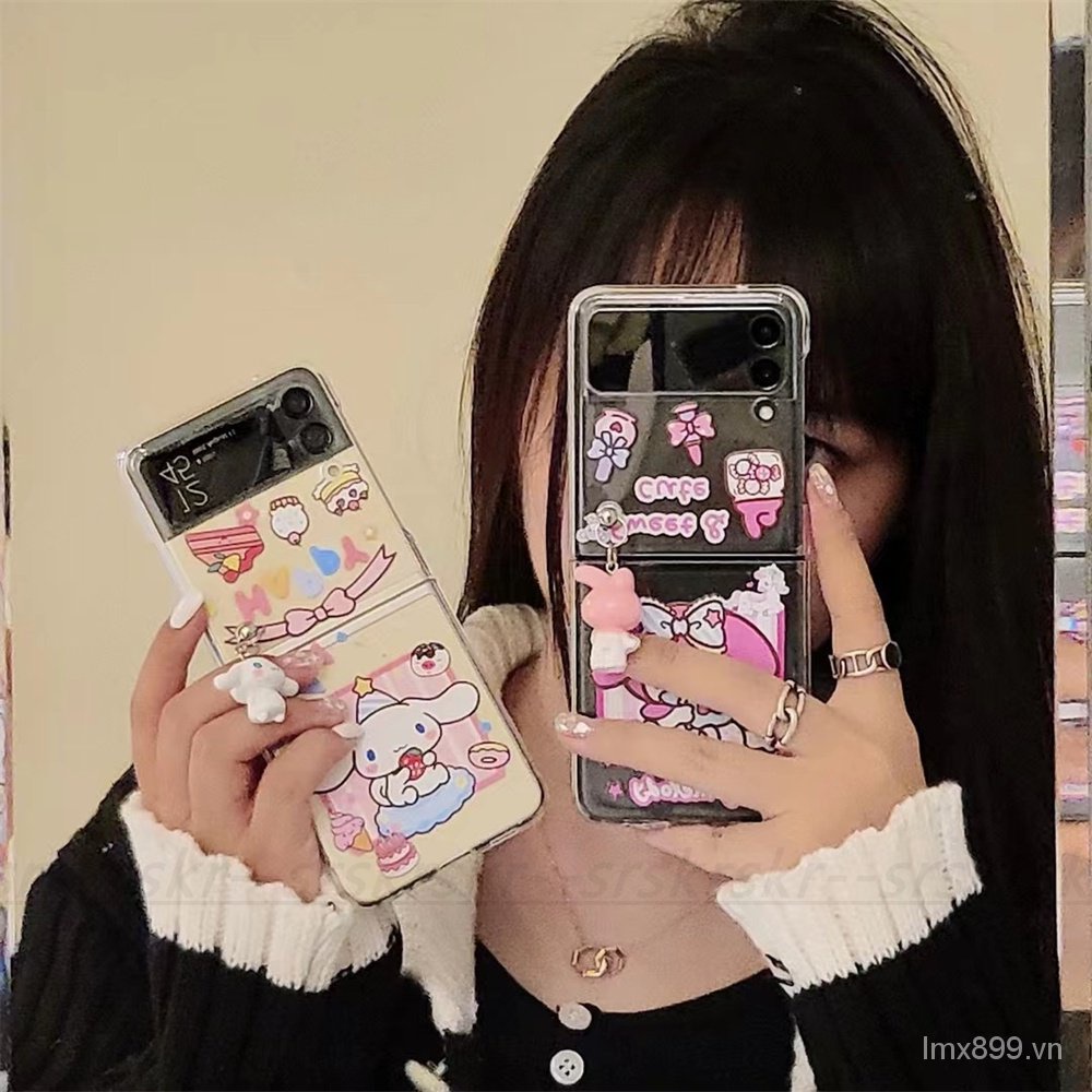 Ốp điện thoại trong suốt in hoạt hình Melody da er gou cho Samsung Zflip3 Z flip 3 2 1 Zflip2 Zflip