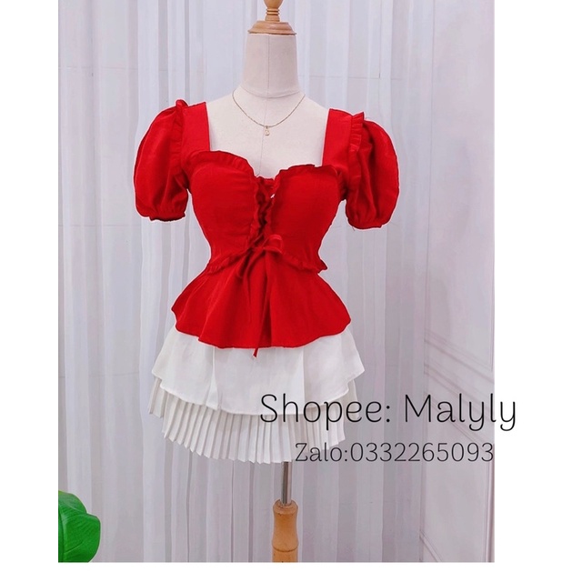 [ MÃ 55 ] ÁO CỔ VUÔNG ĐAN DÂY TRƯỚC ( ẢNH CHỤP THẬT )