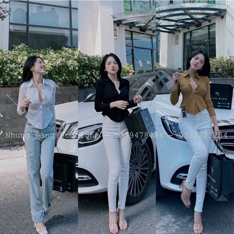 Áo sơ mi line bầu vải thun co giãn cao cấp A15