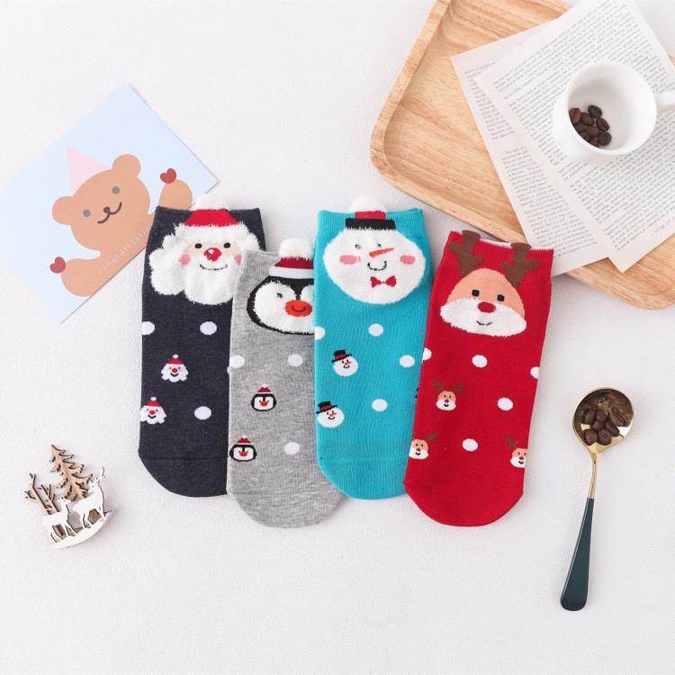 Set 5 đôi tất Giáng Sinh/ tất noel chống trượt, cổ cao cho bé siêu mềm siêu ấm