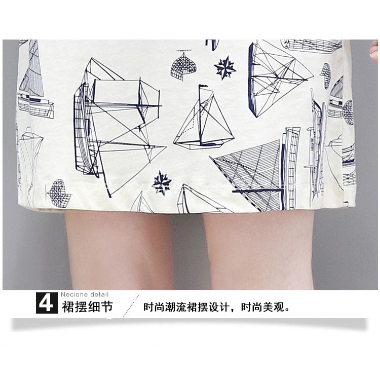 Váy Suông Tay Ngắn, Đầm Dài Họa Tiết Thuyền và Biển Thoáng Mát, Phong Cách trẻ trung năng động hè 2022 | BigBuy360 - bigbuy360.vn