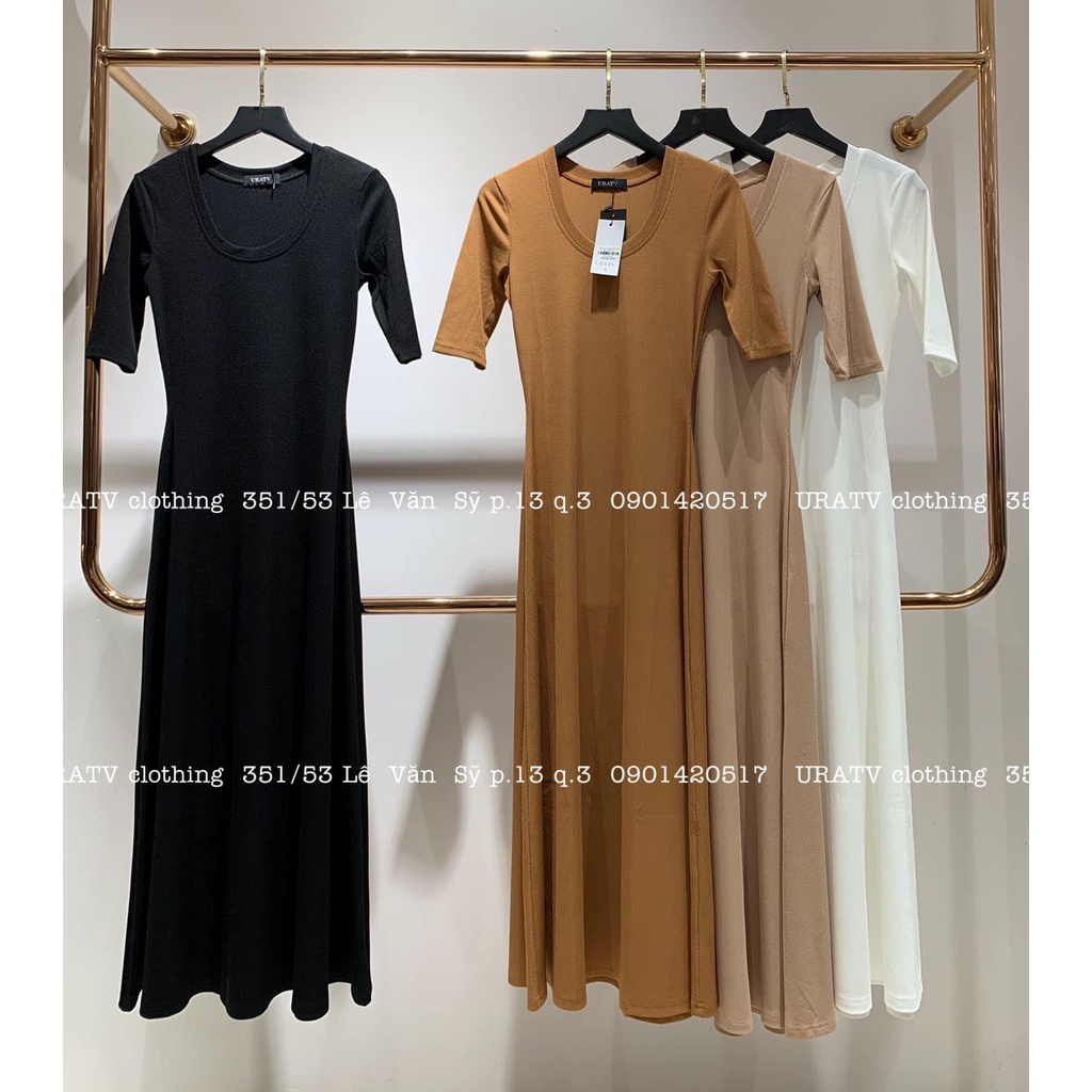 Đầm midi xòe tay lửng Uratv