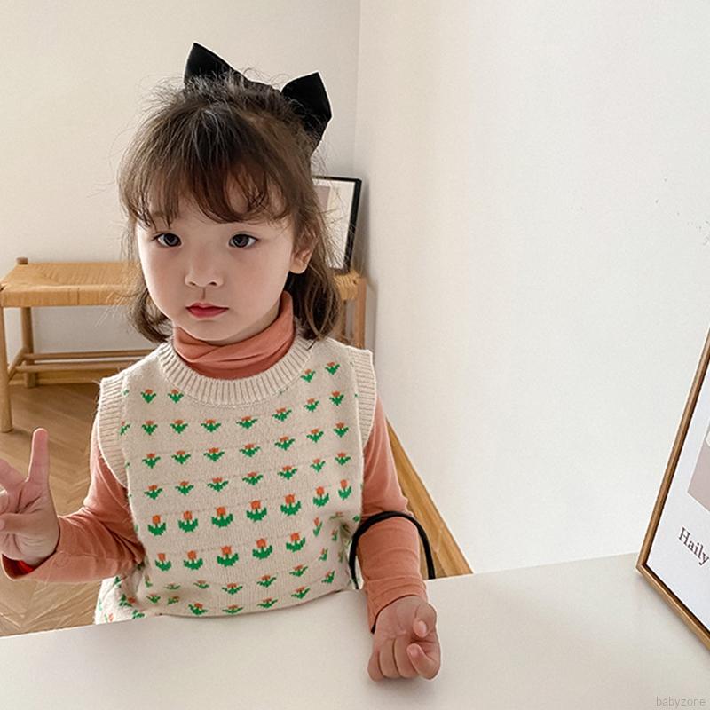 Áo Len Sát Nách Cổ Tròn Thời Trang Xuân Thu Cho Bé Gái