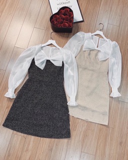 Đầm Bố Tay Tơ Nơ Cổ Bigsize (Có Ảnh Thật)