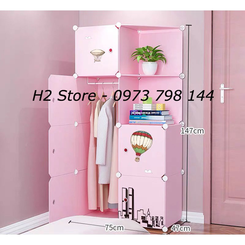 [MỚI] - TỦ NHỰA ĐA NĂNG 8 Ô (GỒM 2 KỆ) CỬA KHÍ CẦU TREO ĐỒ THÔNG MINH sâu 47cm