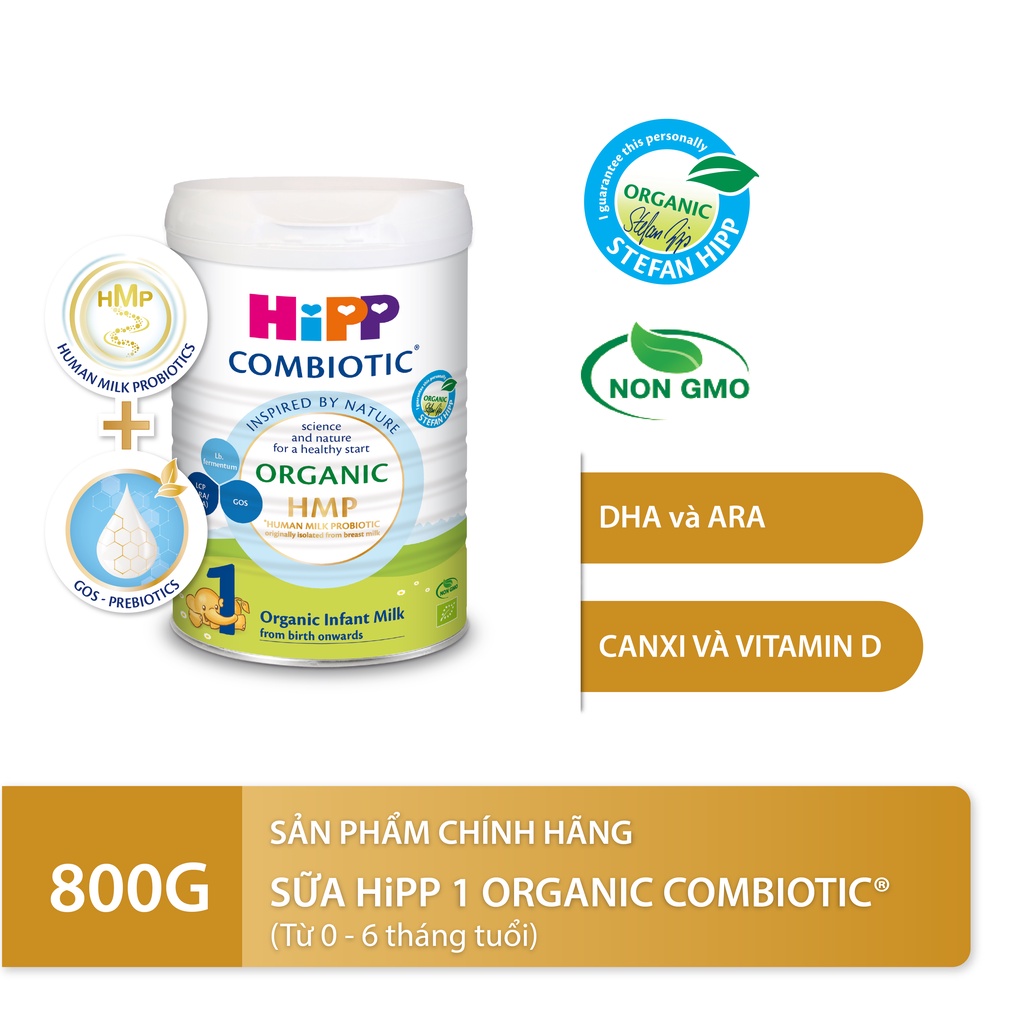 Thùng 4 lon Sữa bột công thức HiPP 1 Organic Combiotic 800g (dành cho trẻ sơ sinh) (4 lon x 800g)