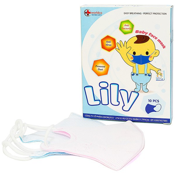 ✅ Khẩu Trang Y Tế Trẻ Em: Lily (Hộp 10 cái) Chuẩn xuất khẩu - VT0543