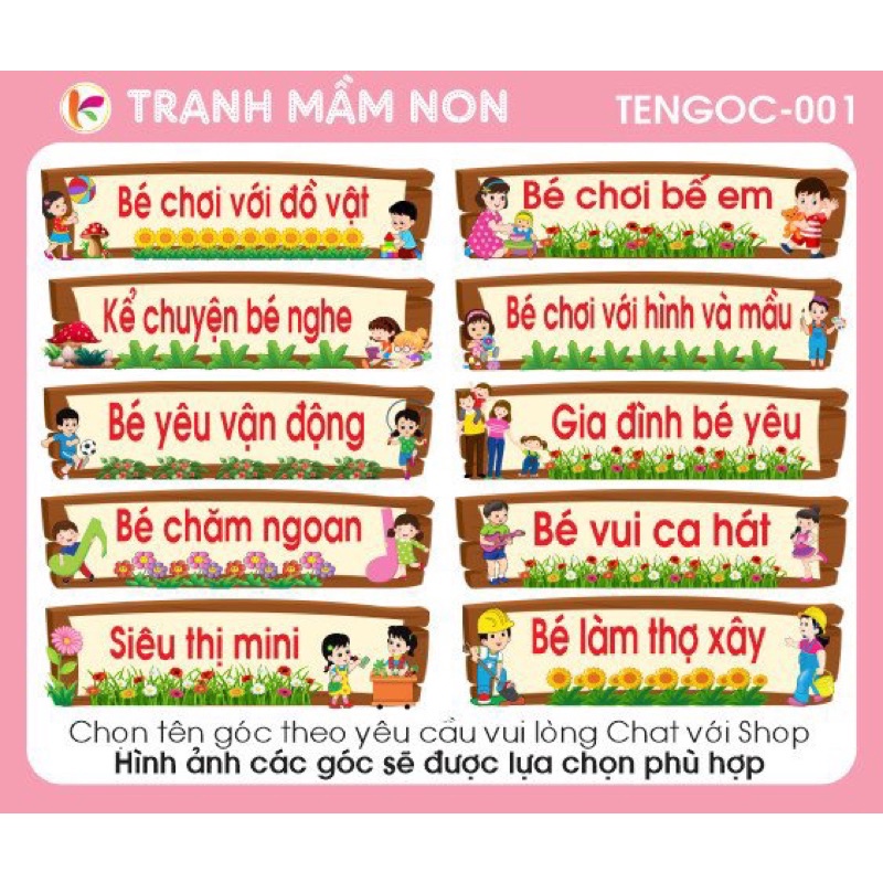 Decal mầm non-Tên các góc