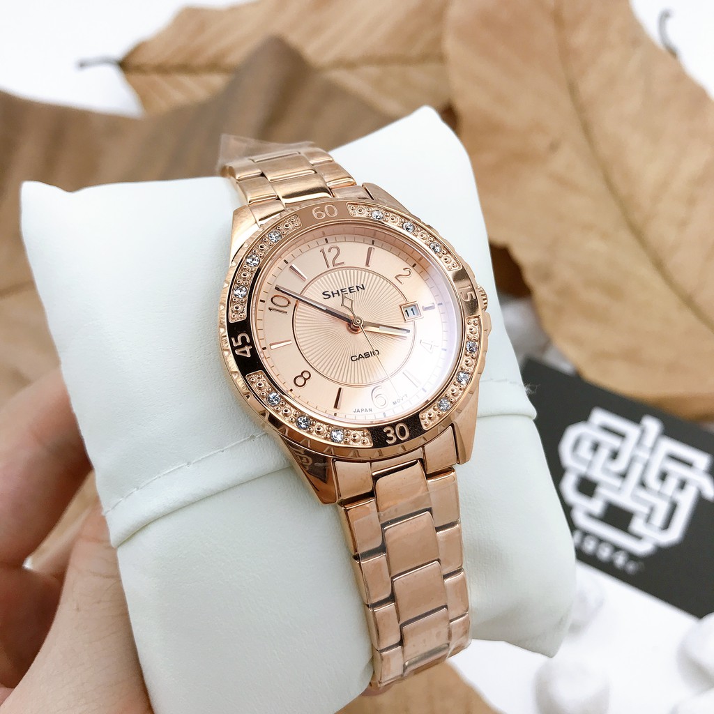 Đồng hồ nữ Casio SHEEN SHE-4532 / SHE-4532PG-4A mặt kính Sapphire chống trầy, hàng chính hãng