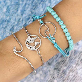 Set 4 vòng tay nữ kiểu dáng phong cách Boho