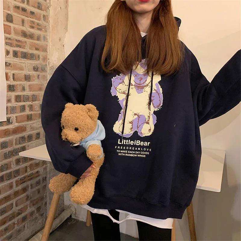 Áo hoodie dài tay dáng rộng thiết kế mới năng động thời trang mùa thu dành cho nữ