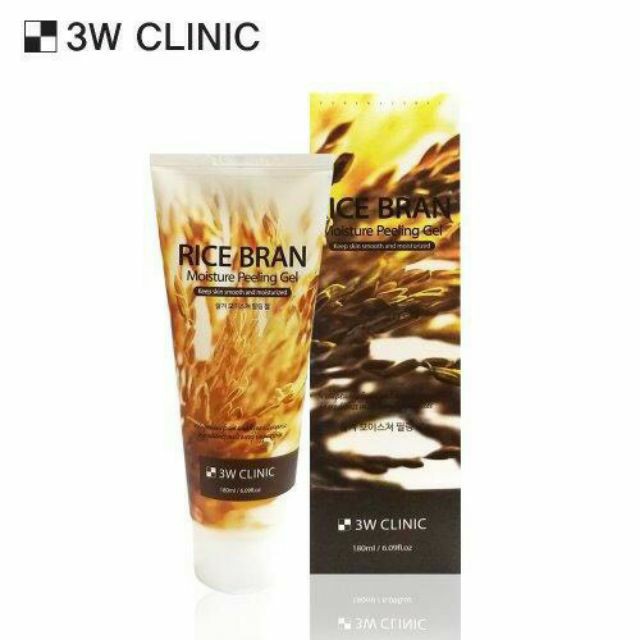 Gel Tẩy Tế Bào Chết Gạo 3W Clinic Rice Bran Moisture Peeling Gel 180ml