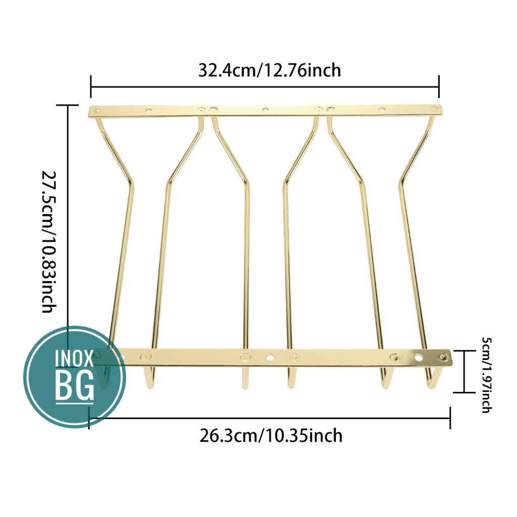 Giá treo ly, gài ly mạ vàng bóng sâu 27cm