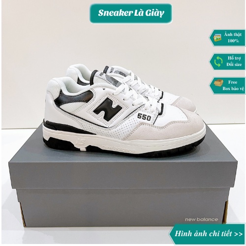 Giày sneaker New Balance 550 White Black - NB550 Trắng chữ đen Fullbox