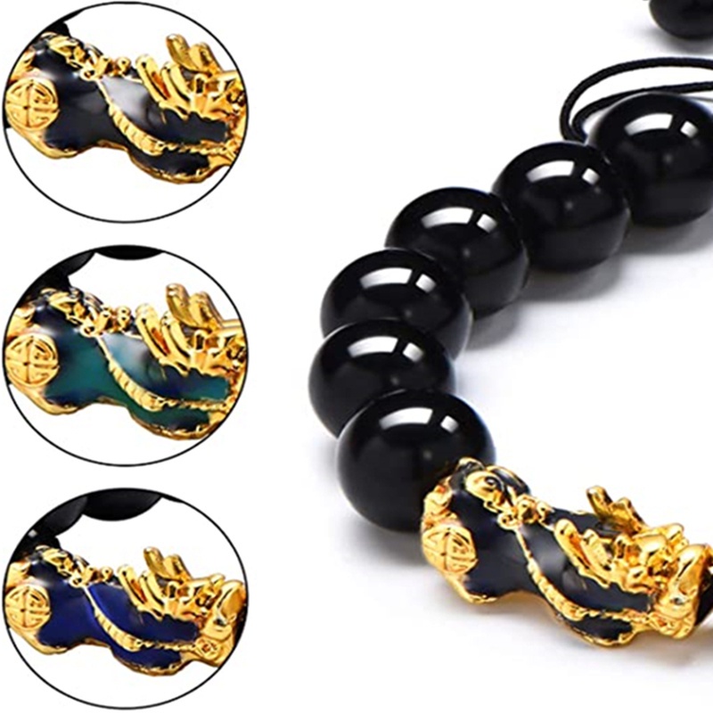 Vòng tay đá obsidian cầu may mắn thay đổi màu sắc theo nhiệt độ