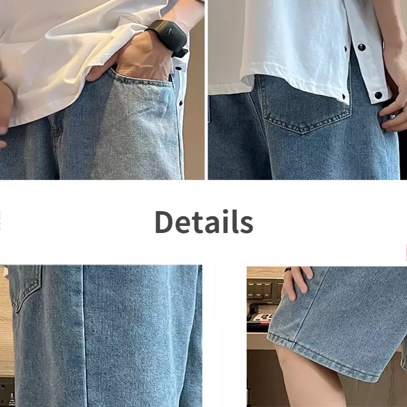 QUẦN SHORT JEANS ỐNG RỘNG UNISEX T-A-N Style hàn quốc-QSJ04-chất ngất màu xanh ảnh thật