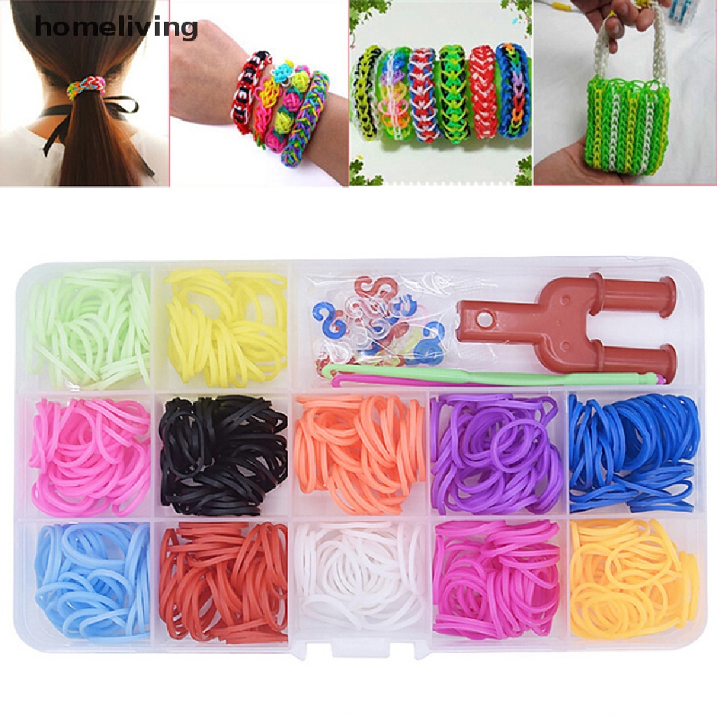 Set 500 Dây Cao Su 12 Màu Làm Vòng Tay DIY Kèm Phụ Kiện