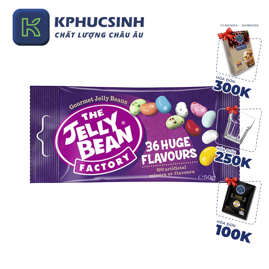 Kẹo hạt trái cây Jelly bean 36 vị gói 50g KPHUCSINH - Hàng Chính Hãng