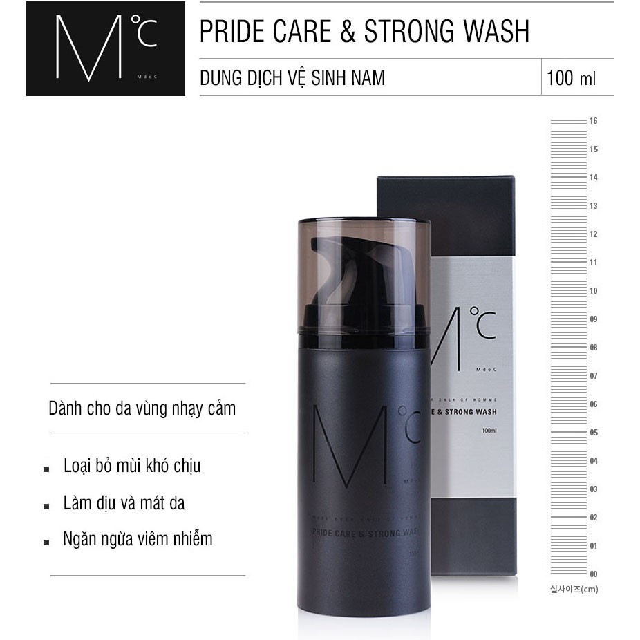 Dung dịch vệ sinh nam MdoC Pride Care &amp; Strong Wash 100ml khử mùi kháng khuẩn sạch sâu MD02