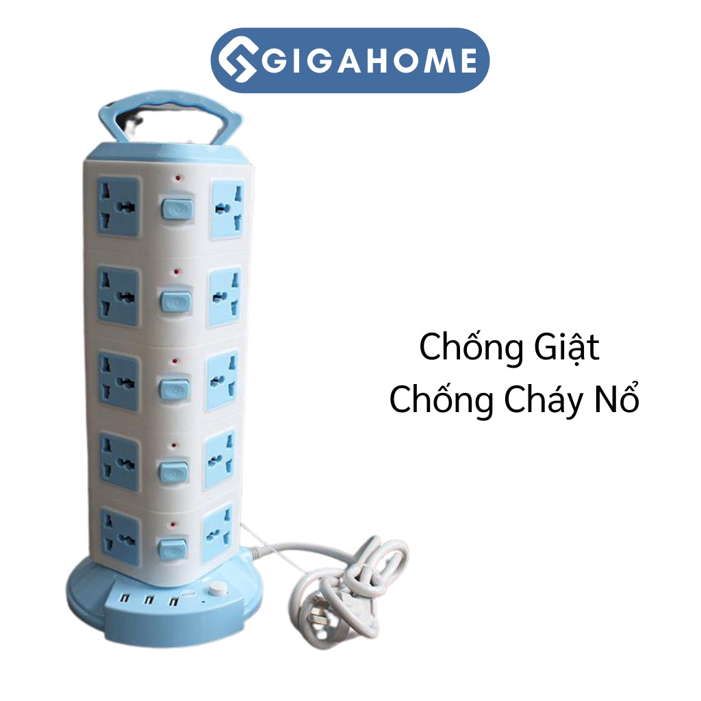 Ổ Cắm Điện 5 Tầng GIGAHOME Đa Năng Có 3 Cổng USB, Chống Cháy, Chống Giật 3507