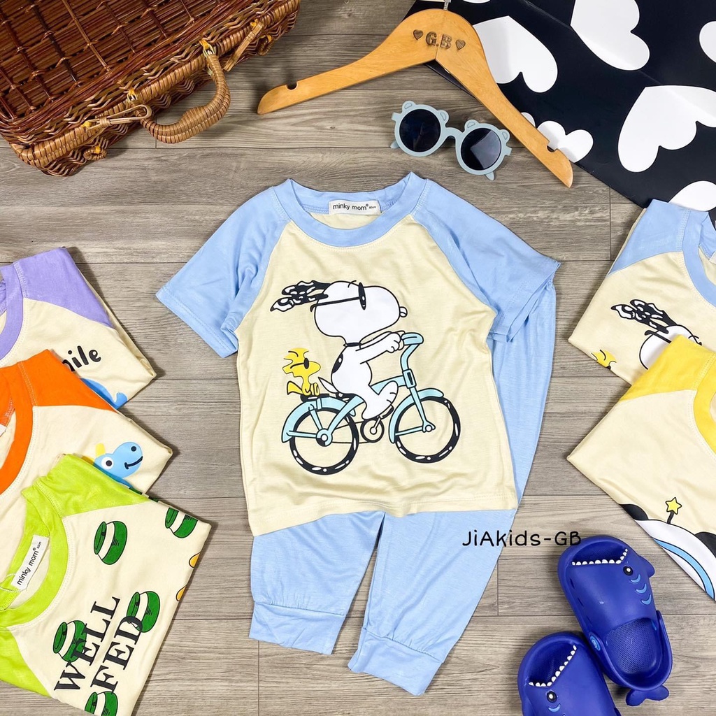 Bộ quần áo trẻ em Minky Mom Alibaba Mèo cho bé chất thun lạnh siêu mềm mịn mát 6-19kg