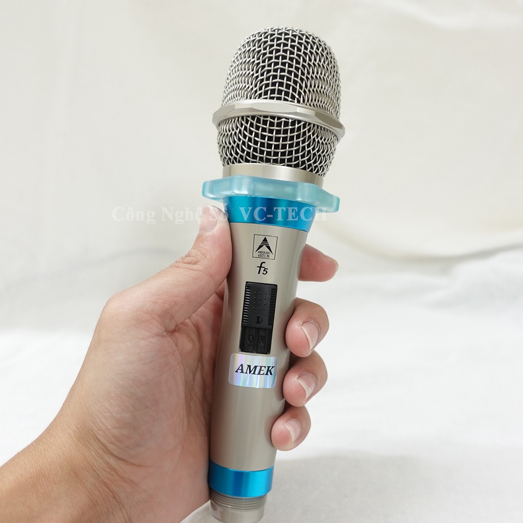 Micro Có dây cao cấp AMEK F5 Karaoke Chuyên Nghiệp | Micro Dây thu âm nhạy, chống rú rít - Bảo hành 1 năm