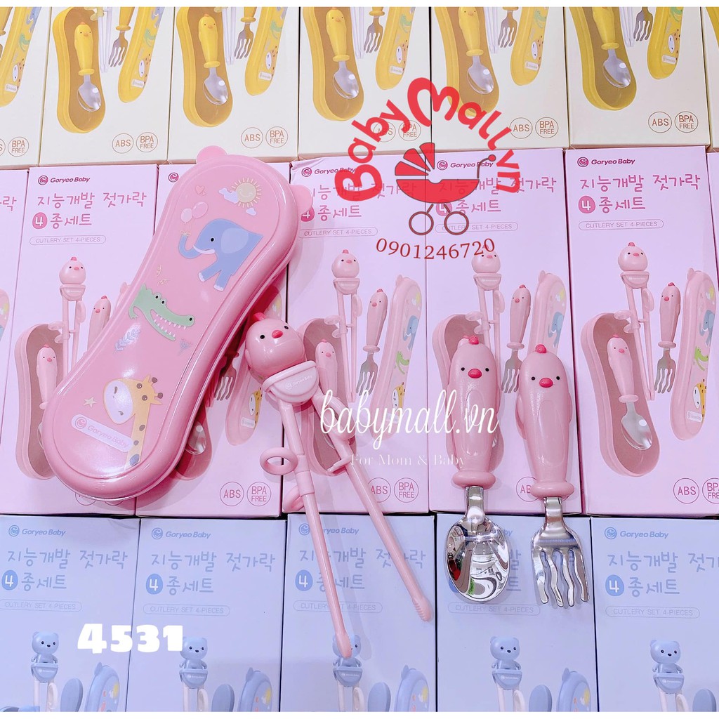 Set đũa muỗng tập ăn Goryeo 4531 đáng yêu cho bé