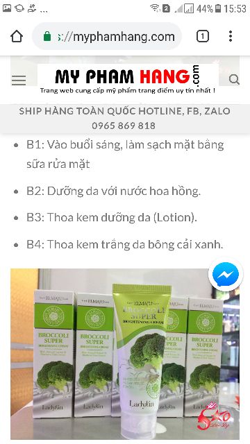 Kem dưỡng trắng da Bông Cải Xanh LadyKin Broccoli Super Brightening Cream