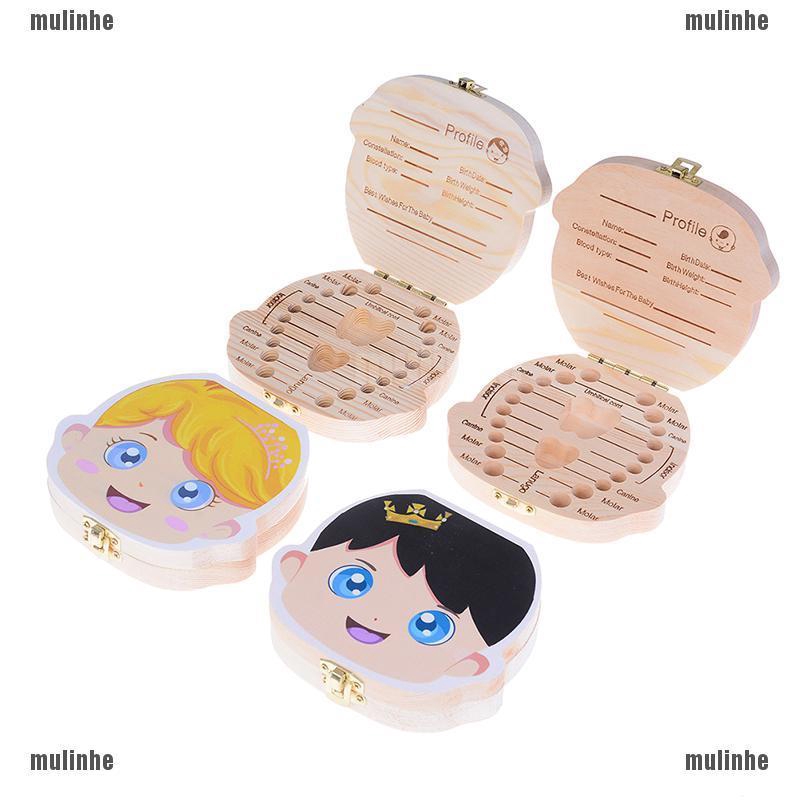 Mul❤ Hộp Gỗ Đựng Răng Sữa Cho Bé Phiên Bản Tiếng Anh / Tây Ban Nha